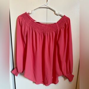 Express Coral Smocked Blouse